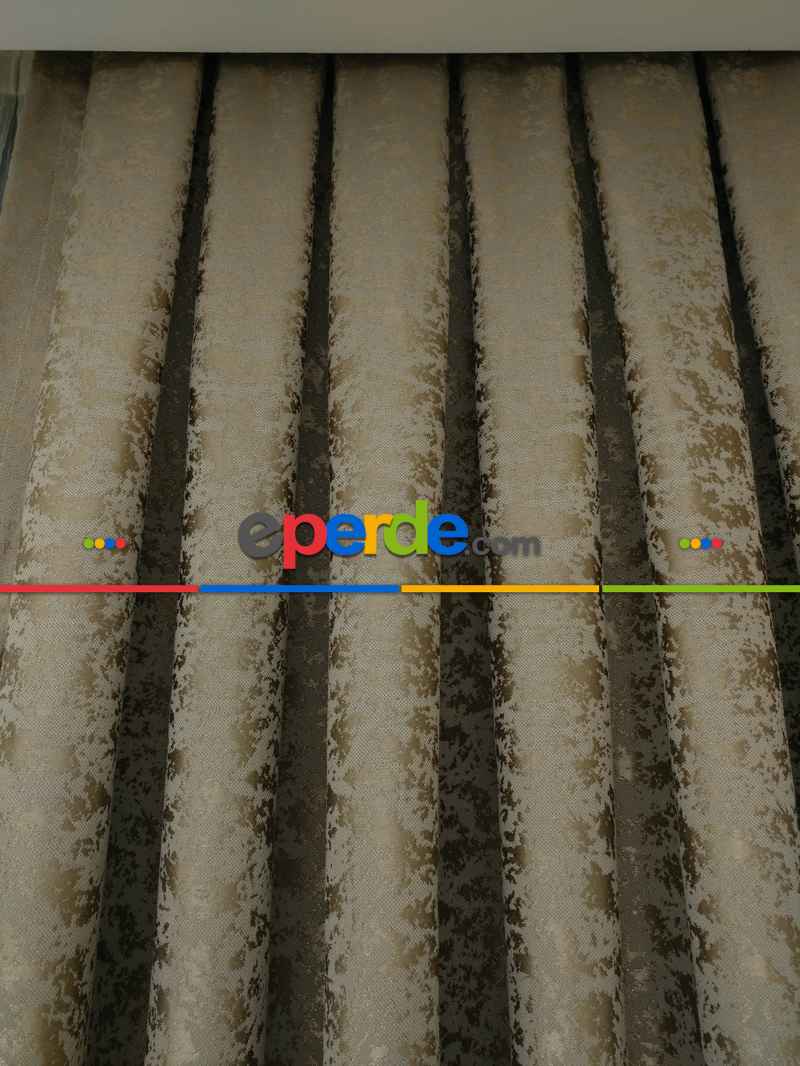 Toprak Renği Duz Jakar Fon Perde (180)- Taba