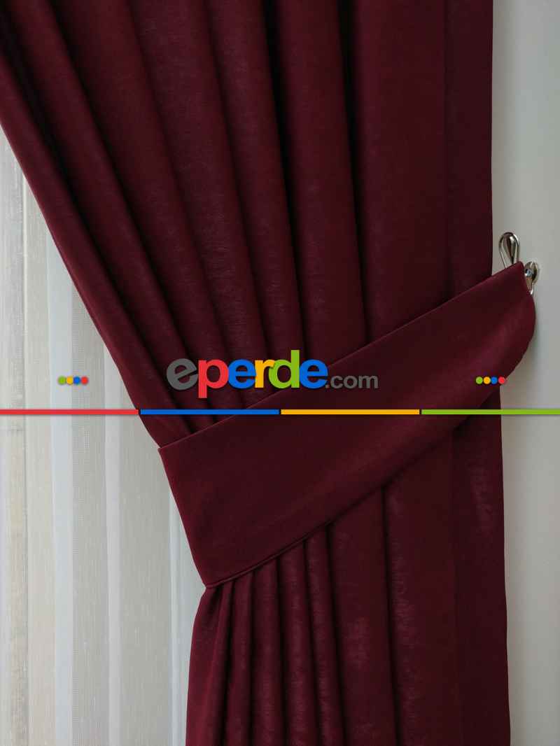 Soft Bordo Fon Perde Geniş En (285)- Bordo