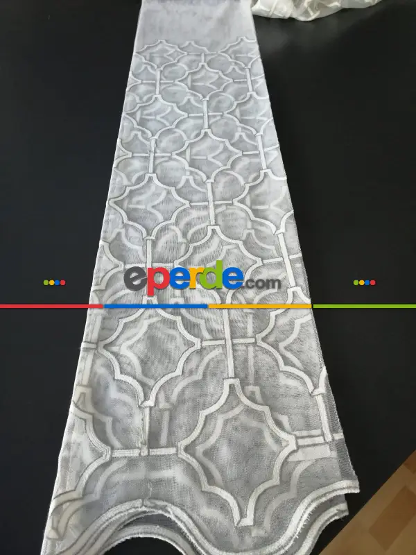 Neva Mozaik Fantazi Brode Tül Perde - Gri