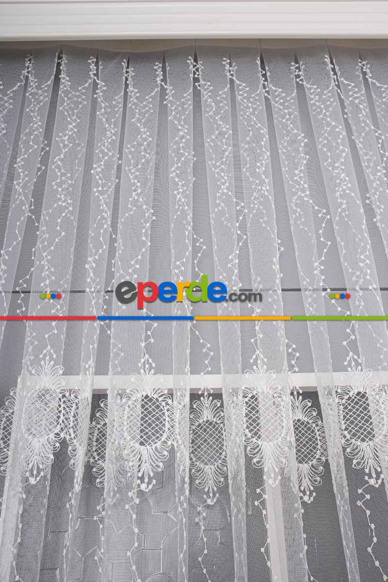 Yatak Odası - Gramajlı Brode Tül Perde - Ekru