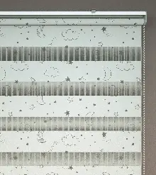 Gri Bulut Desenli Baskılı Zebra Perde- Çok Renkli