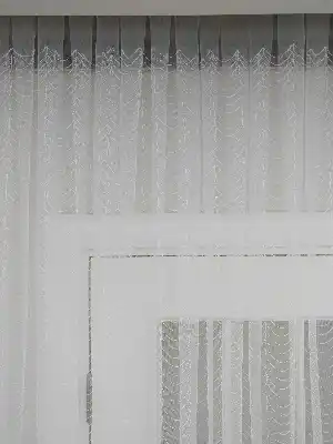 Balık Sırtı Brode İşlemeli Tül Perde- Ekru