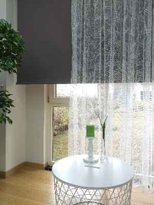 Mutfak - Örme Fransız Dantel 2021 Tül Perde- Ekru