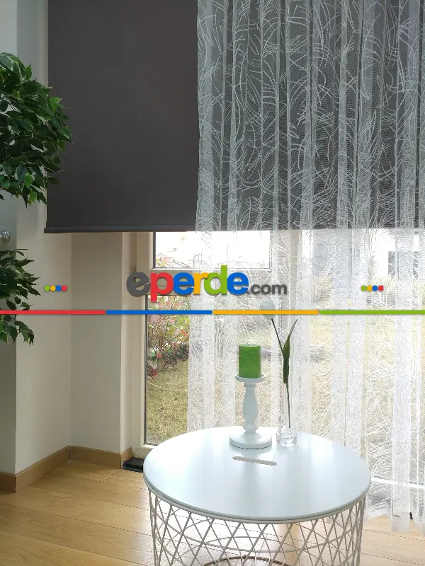 Örme Fransız Dantel 2021 Tül Perde- Ekru