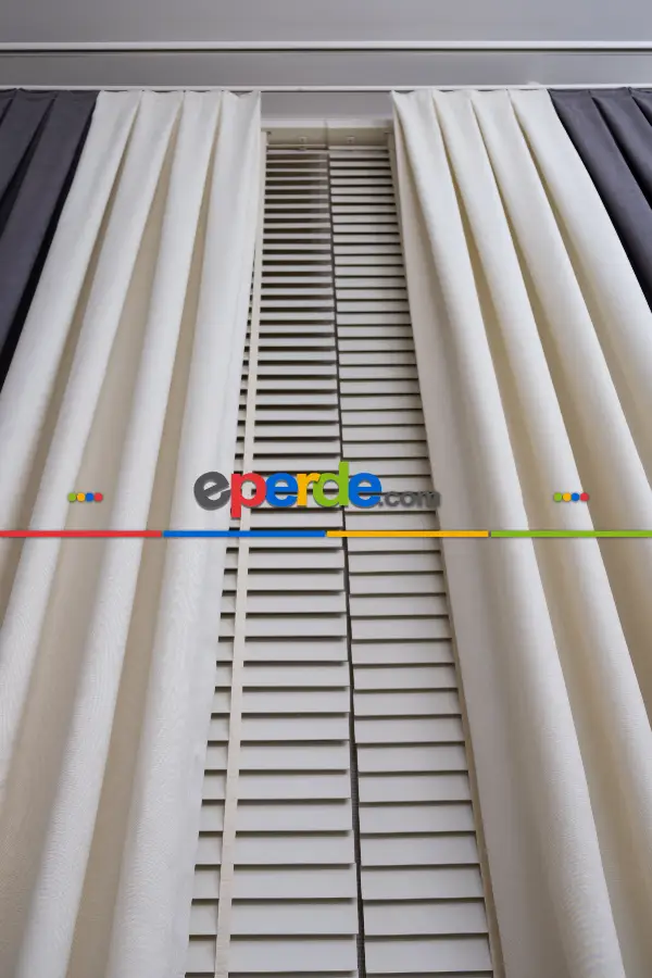 Krem Ve Füme Kombinli Fon Perde - Kadife Dokulu