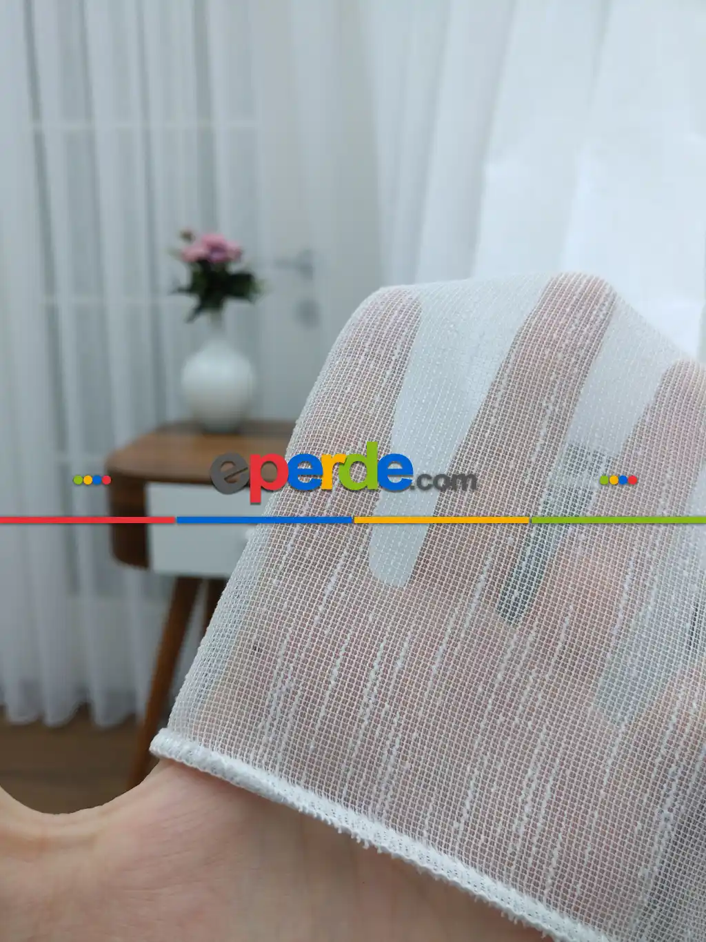 Perdeks Home Tül Perde 01 Lux Series- Ekru - Kurşunlu Tül