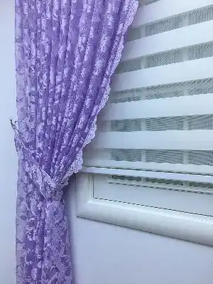 Açık Lila Rengi Desenli Tül Fon Perde Tek Sol Kanat Fon(çift Kanat Değildir.)- Lila Açık Lila