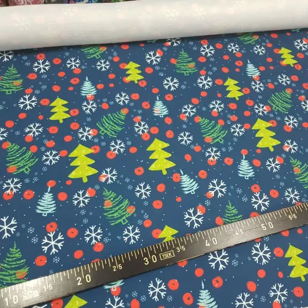 Yılbaşı Desenli Fon Perde Evm993 Kumaşı Kalındır Duck Bezi Değildir- Yeşil-Sarı