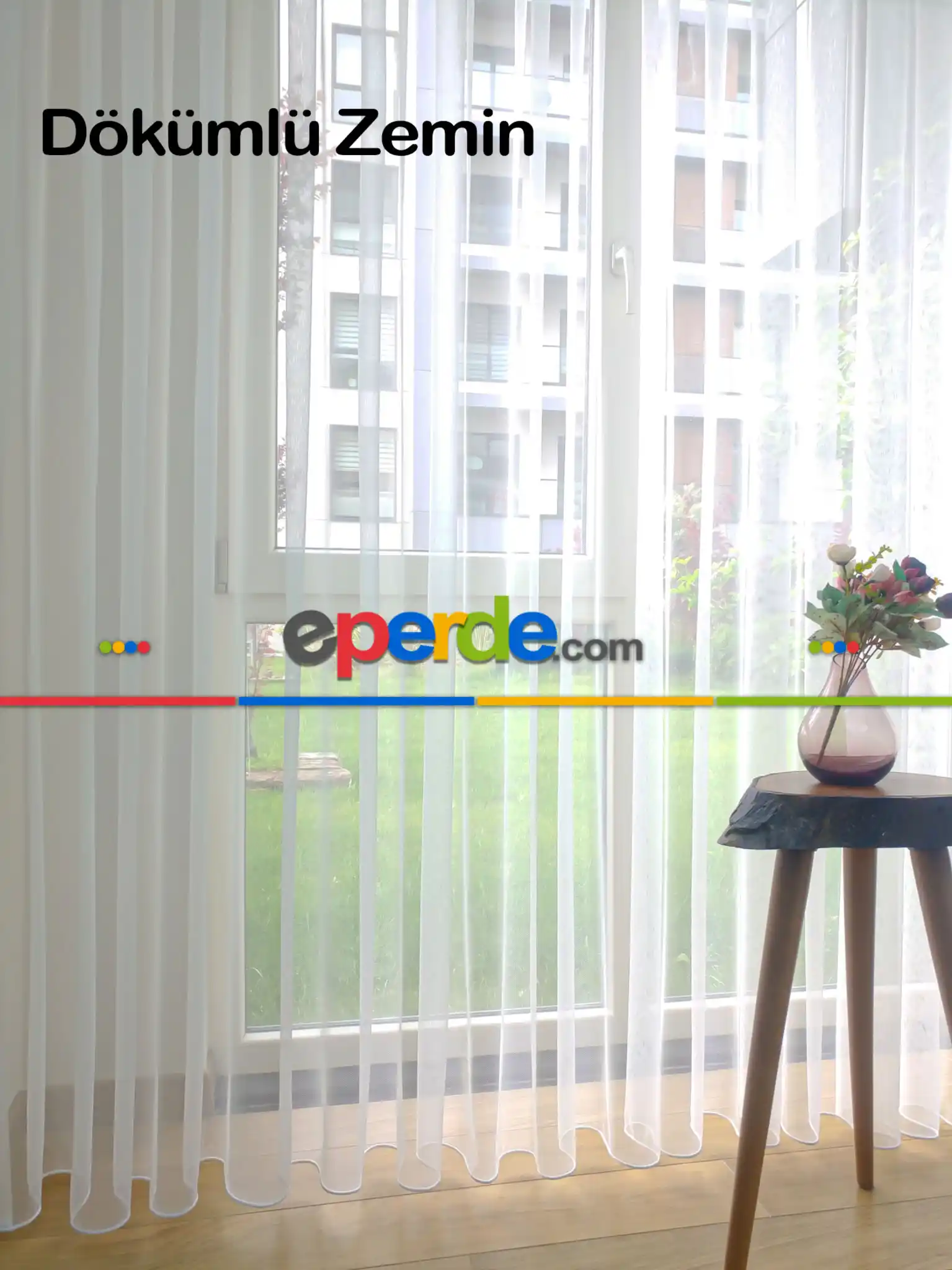 Salon Naturel Zemin Düz Tül Perde - Ekru Renk Kırık Beyaz- Ekru