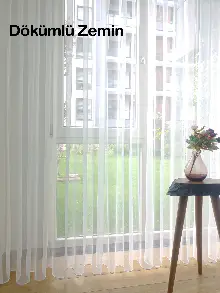 Naturel Zemin Düz Tül Perde - Ekru Renk Kırık Beyaz- Ekru - Kurşunlu Tül