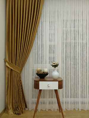 Mikro Saten Fon Perde - Altın- Altın