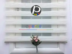 Plise Zebra Perde - Krem- Krem