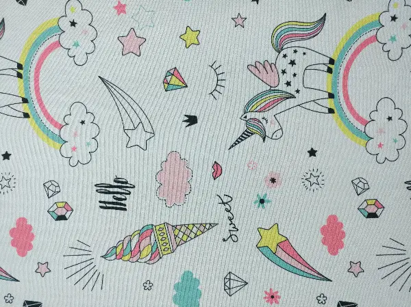 Bebek Odası Fon - Unicorn Desenli Fon Perde Evm681 Kumaşı Kalındır Duck Bezi Değildir- Siyah