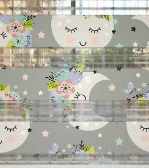 Yıldız Desenli Baskılı Zebra Perde- Çok Renkli