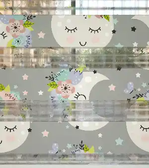 Yıldız Desenli Baskılı Zebra Perde- Çok Renkli