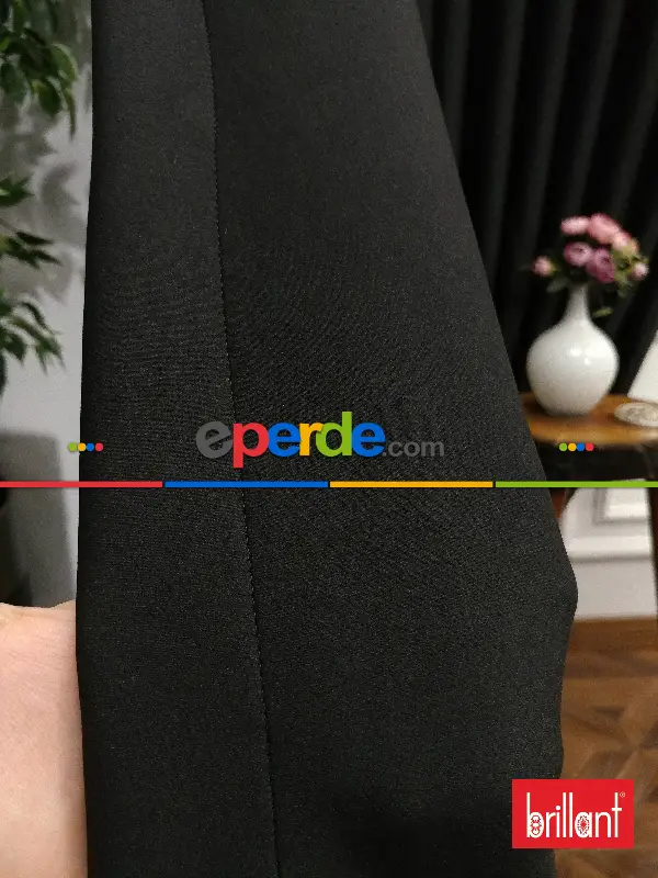 Yatak Odası - Brillant Karartma Blackout Siyah Renk Fon Perde- Siyah