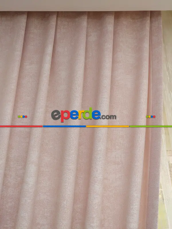 Pudra Pembe - Düz Jakar Fon Perde (180)- Pembe Pudra Pembe