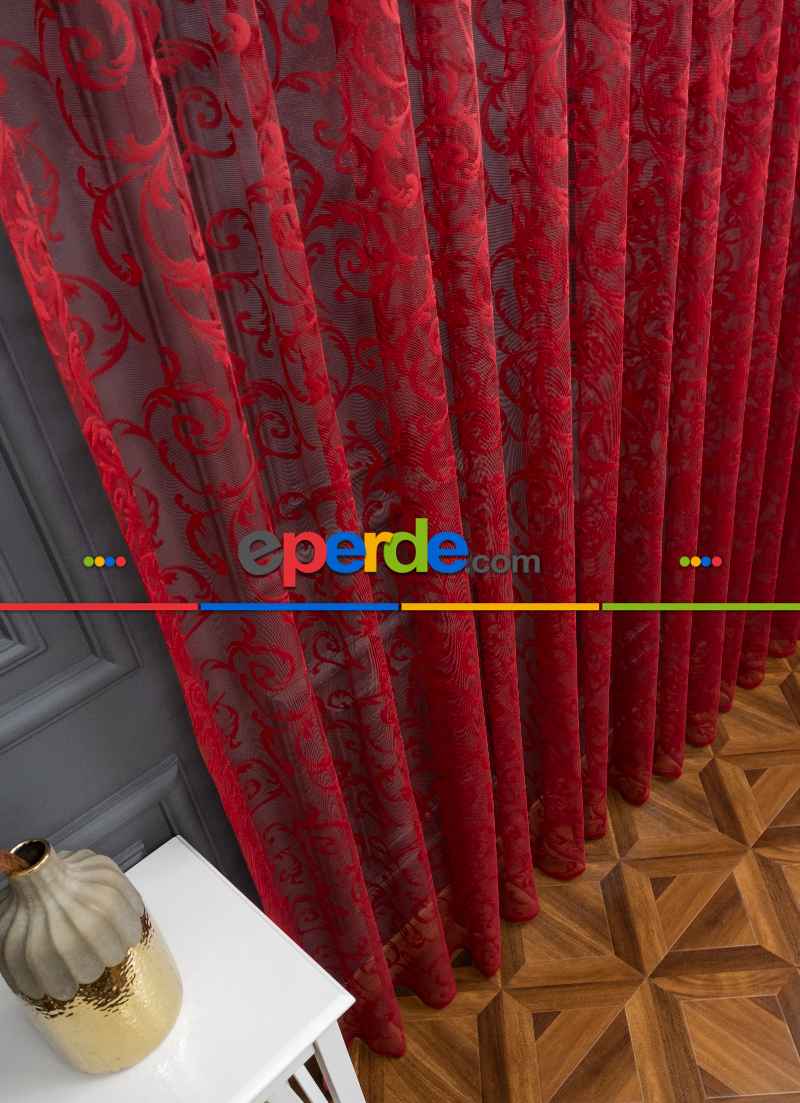 Sarmaşık Şal Desen Bordo Renk Desen Tasarım Tül