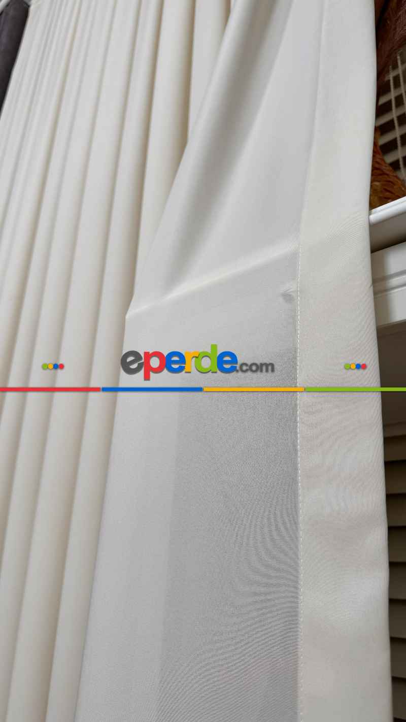 Yatak Odası Krem, İpek Krep Düz Tül Perde, Premium Kalite Serisidir.