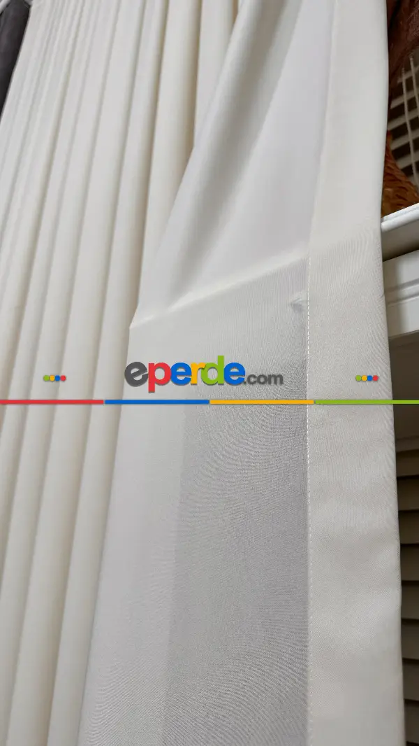 Yatak Odası Krem, İpek Krep Düz Tül Perde, Premium Kalite Serisidir.