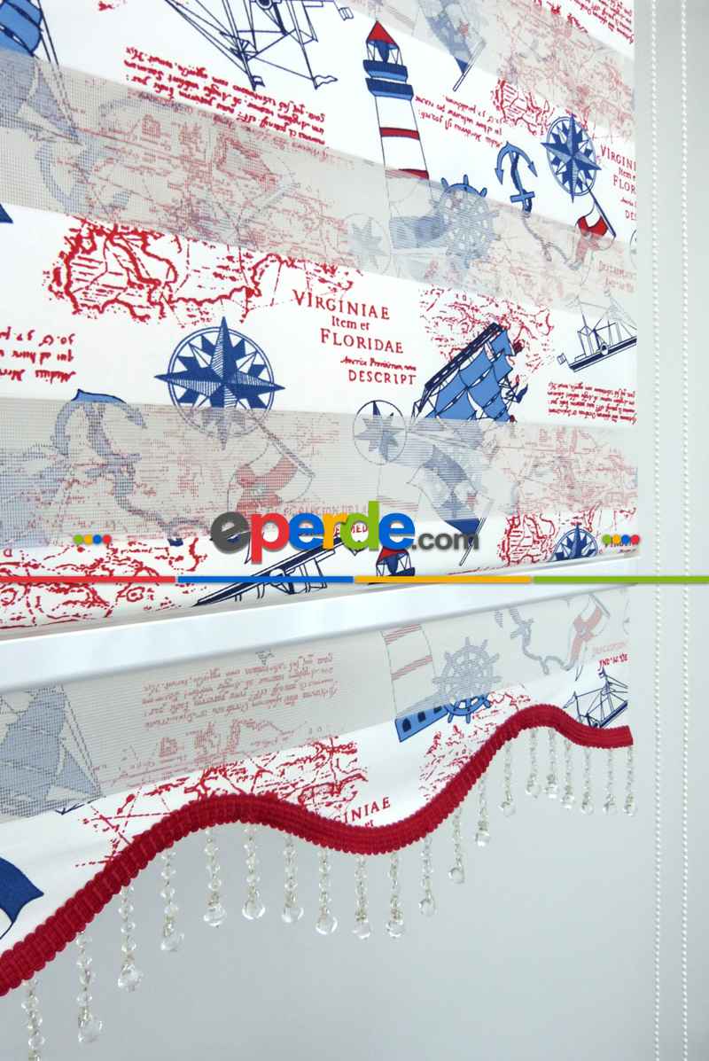 Gemici Desen Çocuk Odası Zebra Perde Kıds 4343-04- Mavi