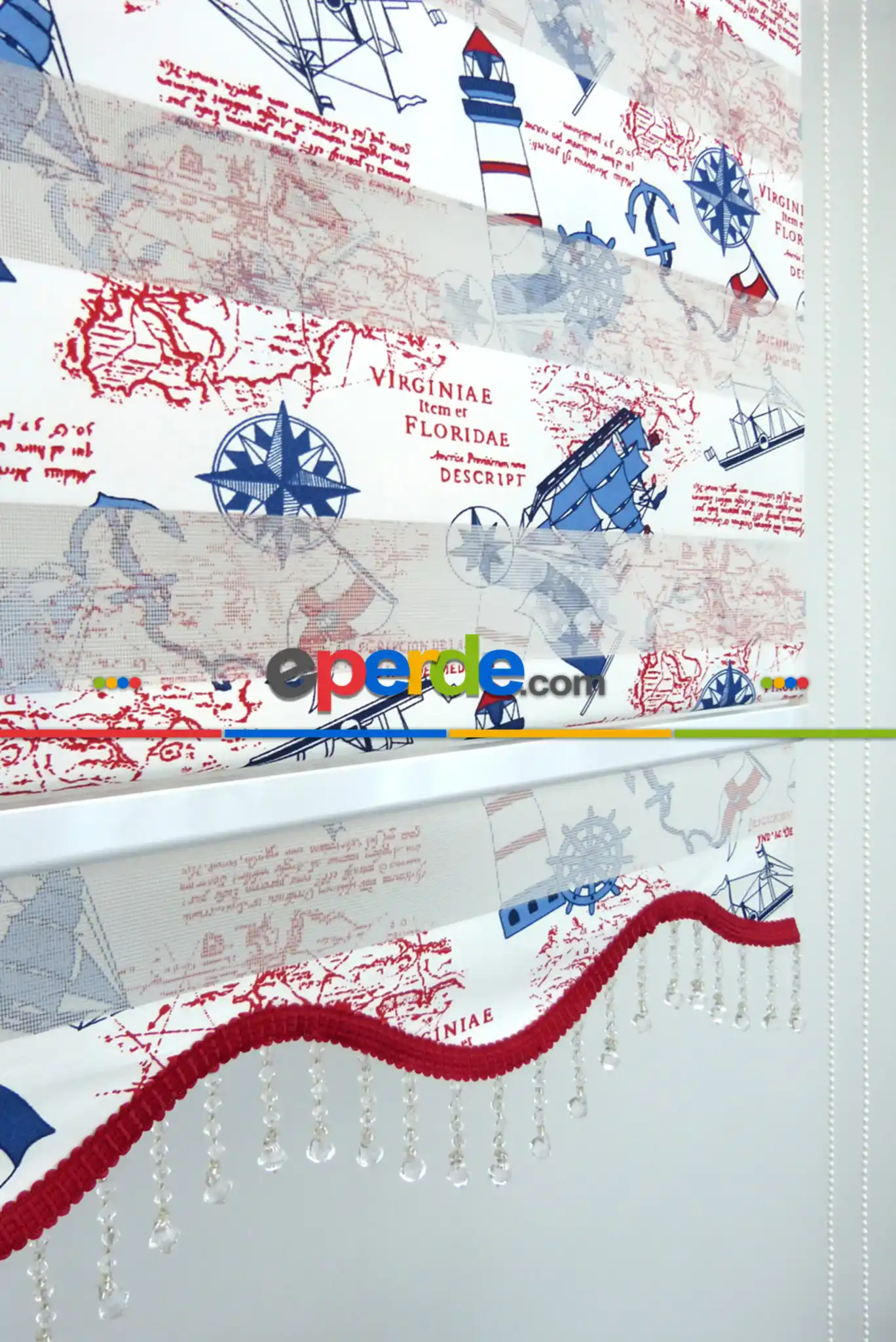 Gemici Desen Çocuk Odası Zebra Perde Kıds 4343-04- Mavi