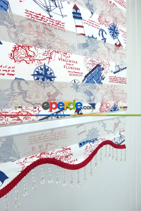 Gemici Desen Çocuk Odası Zebra Perde Kıds 4343-04- Mavi