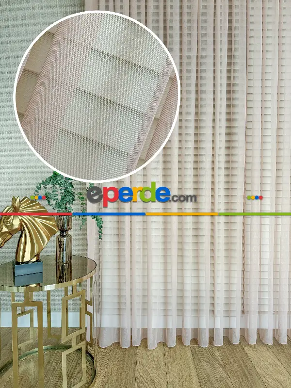 Kız Çocuk Odası Tül Perde -  Gül Pembe Grek Zemin Düz Tül Perde - Kurşunlu