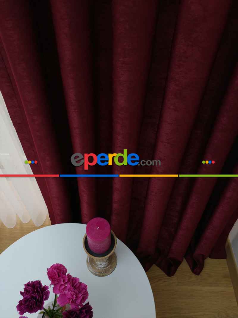 Soft Bordo Fon Perde Geniş En (285)- Bordo
