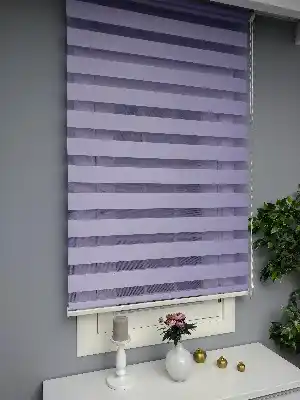 Perle Home Düz Zebra Perde Mor
