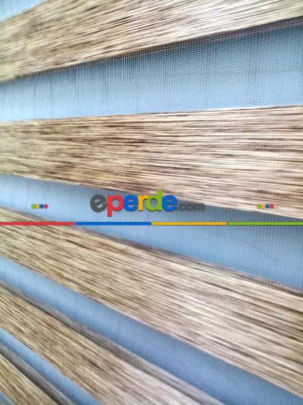 Oturma Odası - Bambu Zebra 2021 Sezonu Kahverengi Kırçıllı A Kalite Bambu Zebra Perde- Kahve Koyu