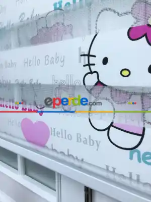 Çocuk Odası - Hello Baby Kız Çocuk Dijital Baskılı Zebra Perde- Beyaz