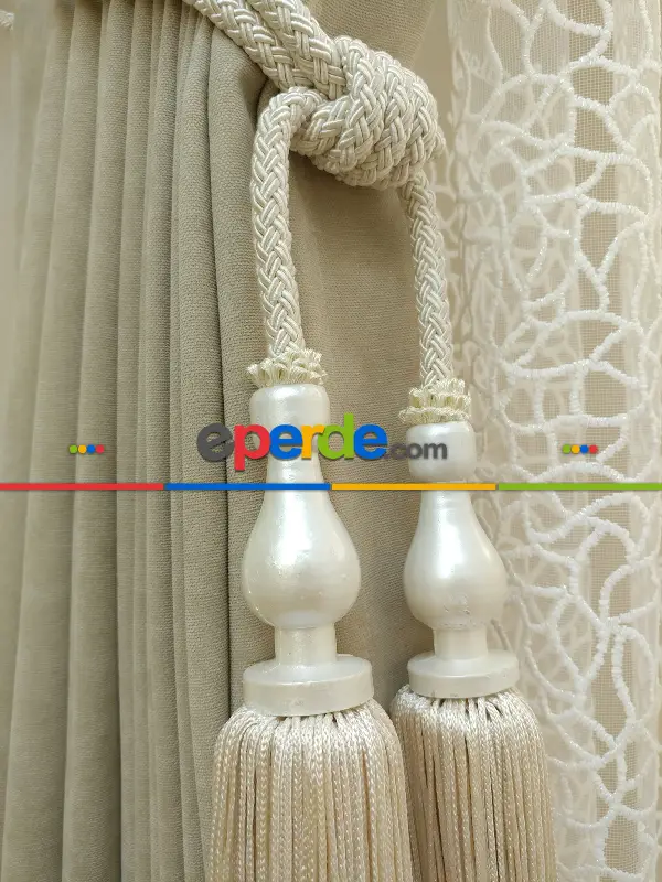 Açık Bej Düz Fon Perde ( Dökümlü Fon)- Bej