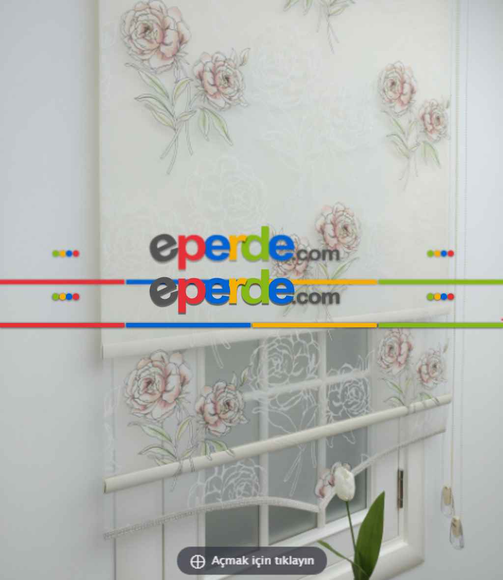 Tül Stor Çiftli Sistem Yakma Zemin Pembe Gül- Beyaz-pembe