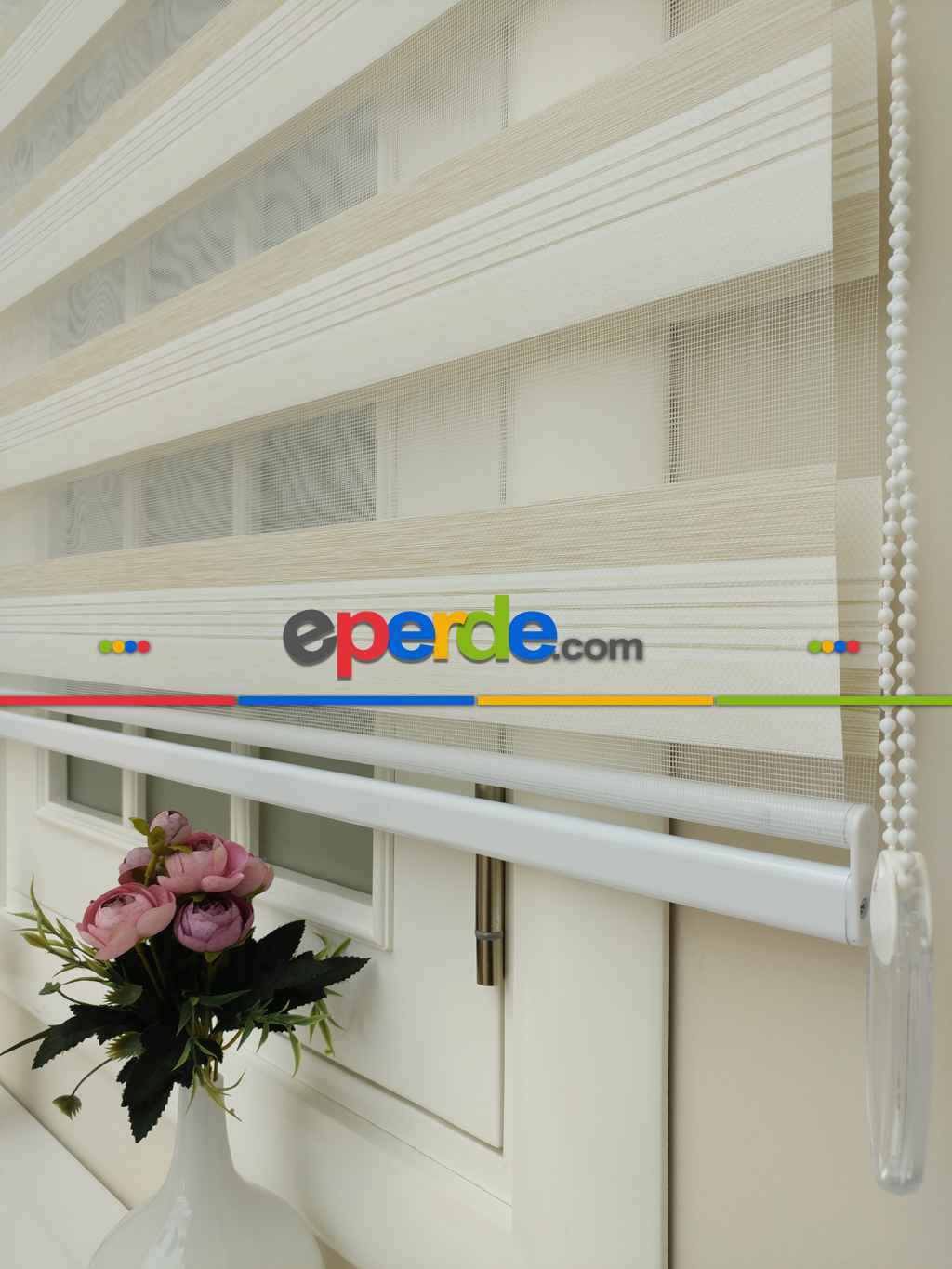 Ekru - Koyu Krem Zebra Perde Zarif Bambu 2021- Krem Koyu-ekru