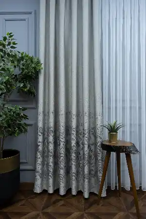 Modern Pano Fon Perde Renk Geçişli Çift Renk - 505- Bej-yeşil Koyu Yeşil-gri Açık