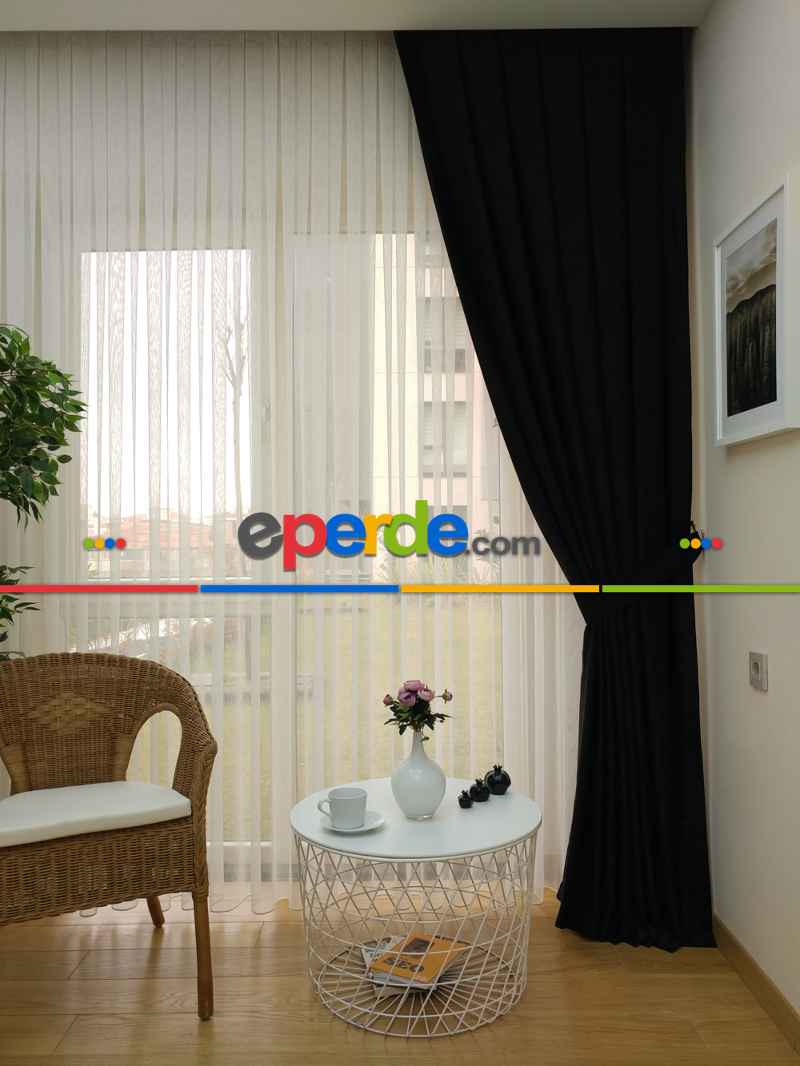 Soft Siyah Fon Perde Geniş En (285)- Siyah