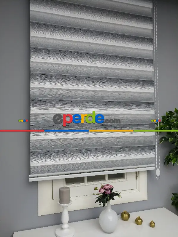 Renk Geçişli Pliseli Zebra Gri-beyaz Yeni Sezon Perle Home