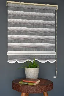 Halim Perdesan Yz-05 Beyaz & Gri Renk Etekli Veya Eteksiz Zebra Stor Perde