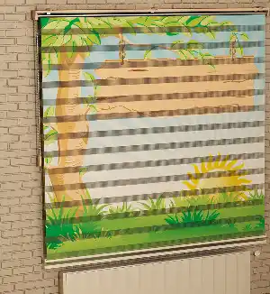 Ağaçtaki Tabela - Baskılı Zebra Stor Perde-  Çok Renkli 2