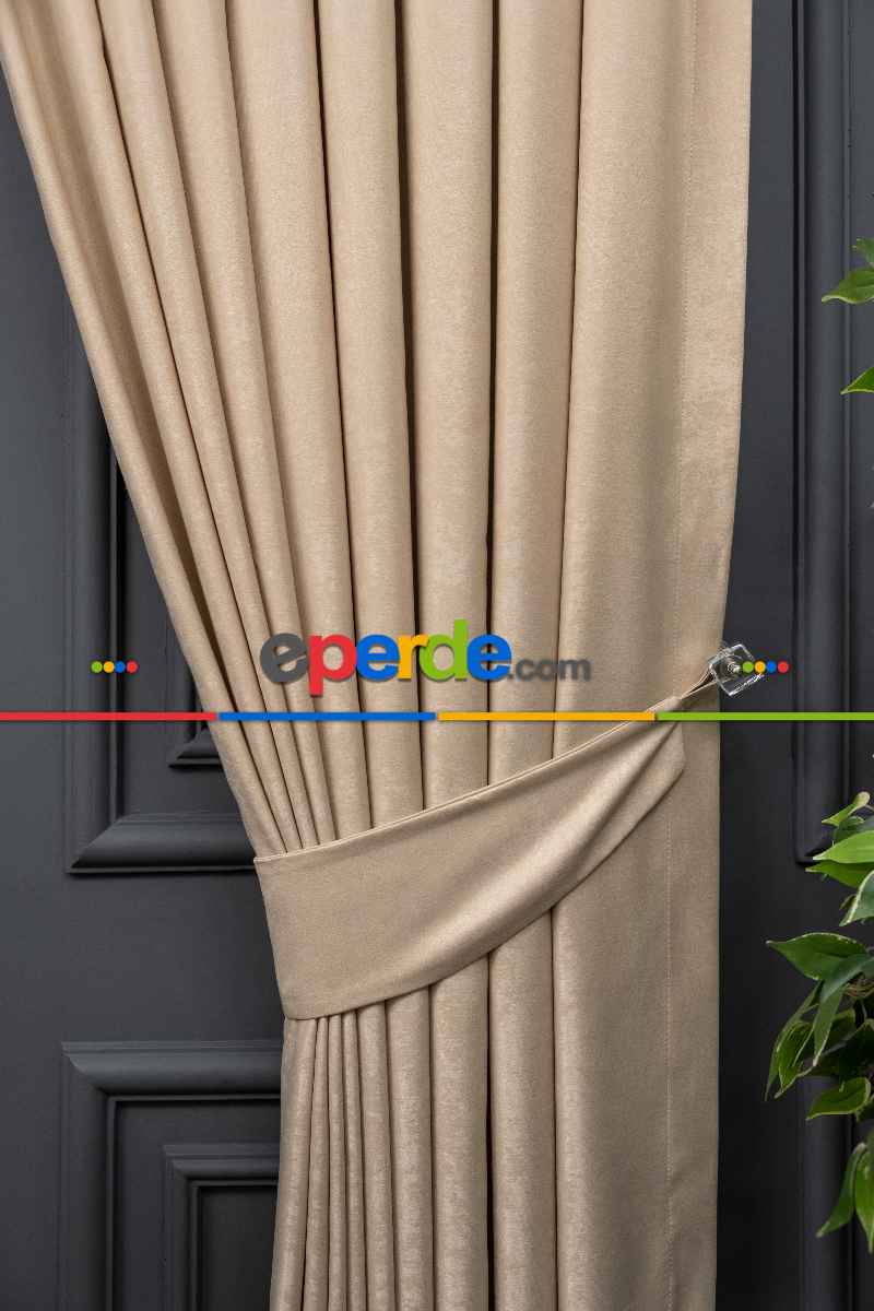 Oturma Odası Soft Fon Perde Bej Dökümlü En - Bej