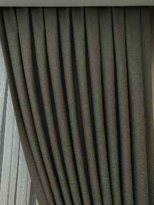 Salon Keten Koyu Gri Düz Fon Perde- Gri Koyu