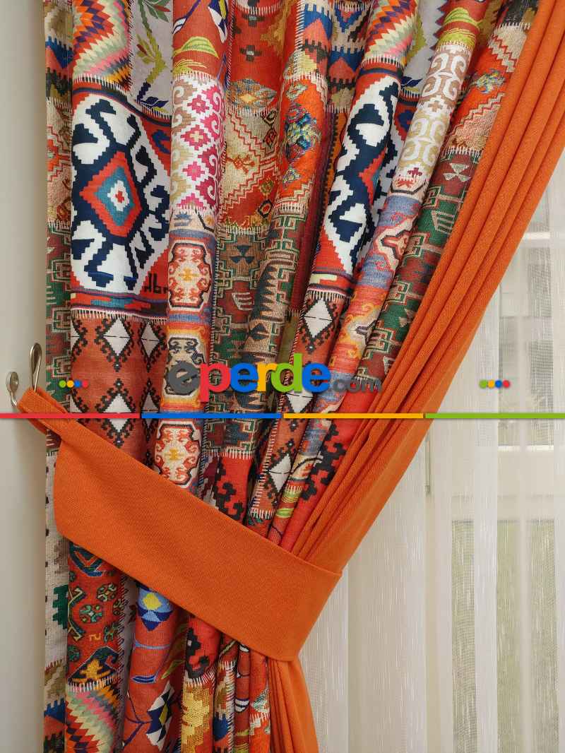 Kilim Desenli Mutfak Fon Perdesi-  Çok Renkli 3