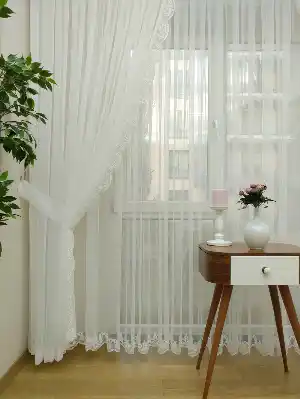 Fransız Dantel Tül Perde Etek Ucu Kabartma Nakış (güpür) Salon Perdesi 2021 (açıklamayı Okuyunuz)- Ekru