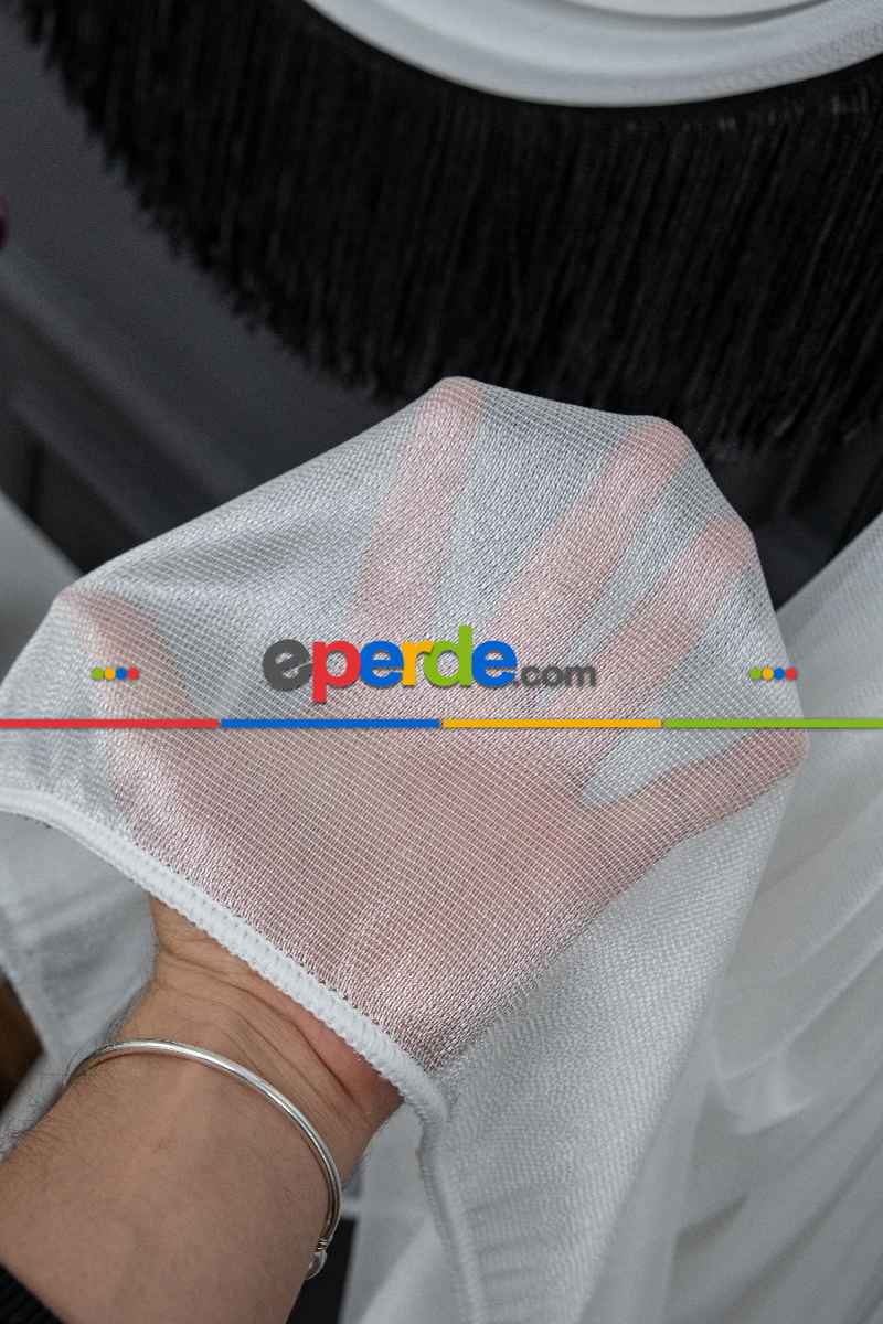 Salon - Monalisa Yalancı Kruvaze - Tülden Fon - Halat İle Yana Toplamalı Tül - Kordon Toplama Tül - Çift Veya Tek Kanat Toplama - Aksesuar İlave Ücretlidir - Kurşunlu Tül