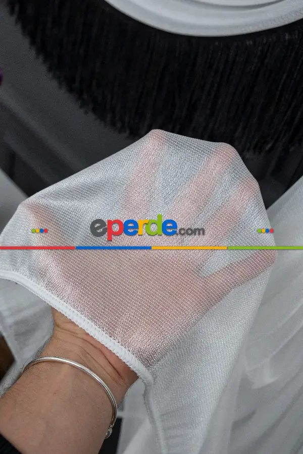 Monalisa Yalancı Kruvaze - Tülden Fon - Halat İle Yana Toplamalı Tül - Kordon Toplama Tül - Çift Veya Tek Kanat Toplama - Aksesuar İlave Ücretlidir - Kurşunlu Tül