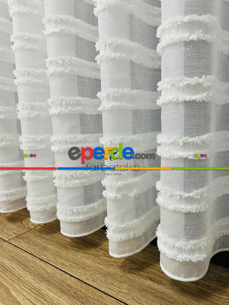 Puf Puf Ponponlu Saçaklı Tül Perde