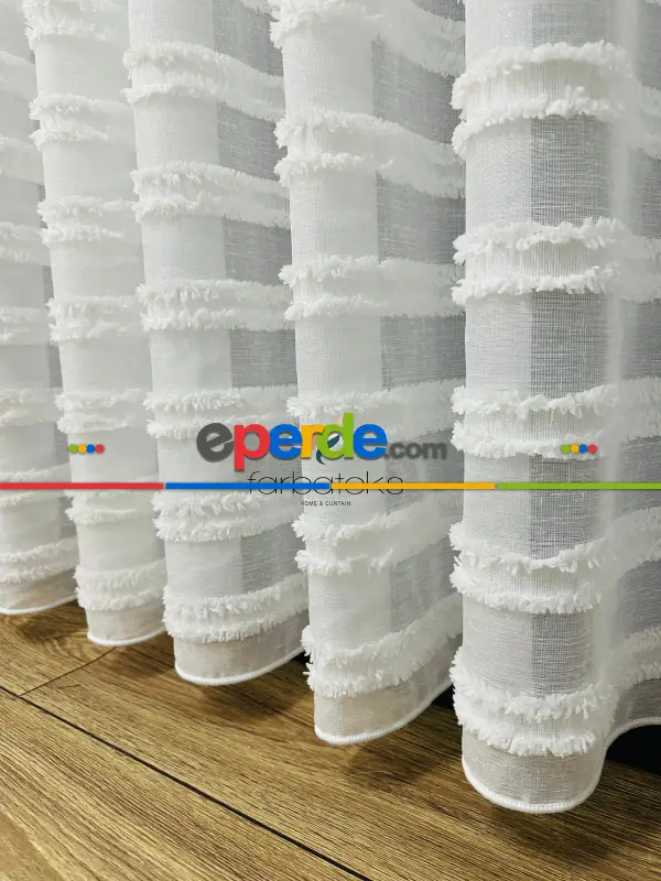 Puf Puf Ponponlu Saçaklı Tül Perde