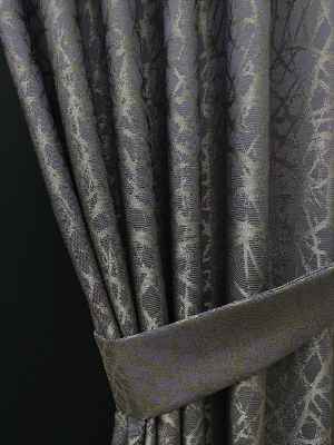 Mor Desenli Jakar Fon Perde- Mor