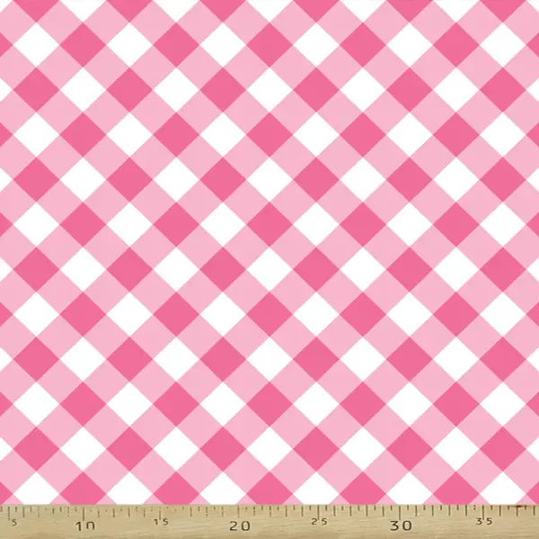 Pembe Ekoseli Mutfak Perdesi Kanat Fon Perde Desenli- Beyaz